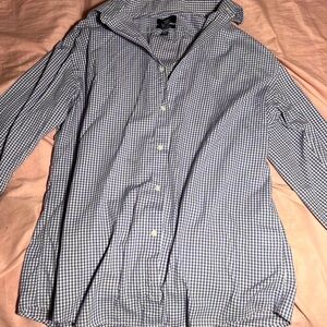 blue & white checkered button up